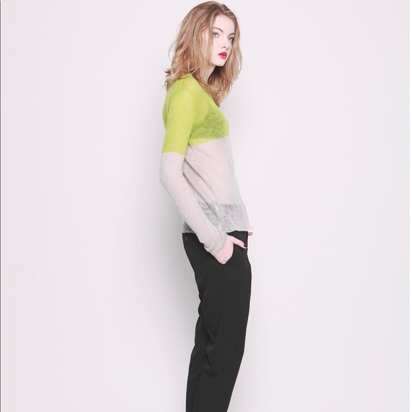 BNWT Size M Hye Park & Lune gray and lime sweater - Picture 6 of 6
